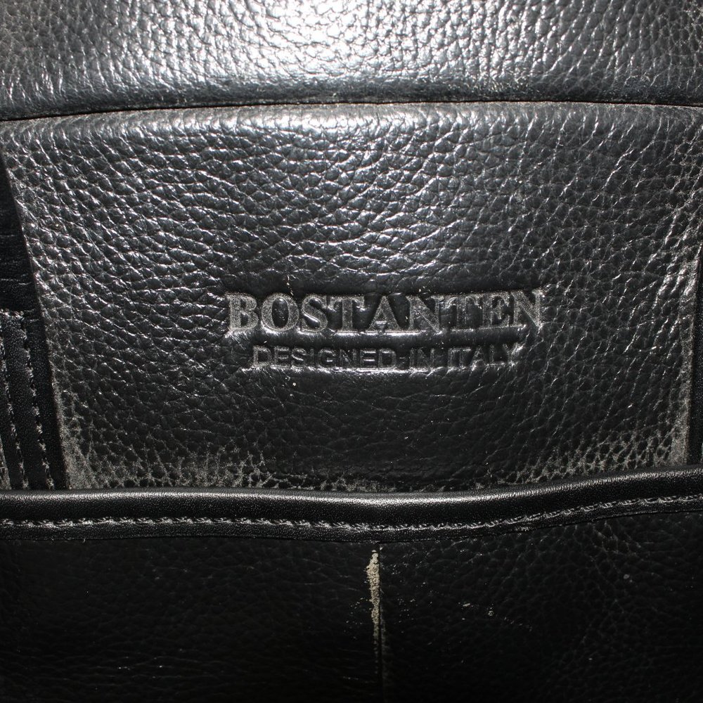 Bostanten Black Leather Messenger Shoulder Bag - Picture 13 of 13
